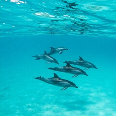Obraz premium Dolphins swimming in the water