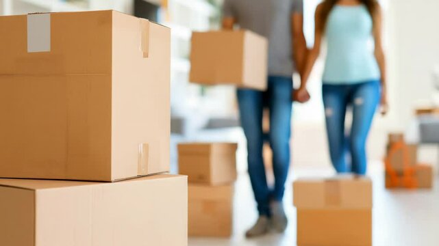 New Beginnings:  A focus on boxes symbolizes the beginning of a new chapter in life - moving house or starting a fresh venture.