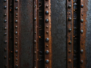 Fototapeta premium The textured metal surface displays a grid-like industrial design.