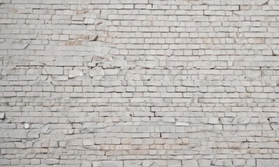 Fototapeta premium Cracked white brick wall, uneven surface, paint remnants, design, worn