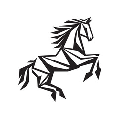 Origami Horse Logo – Minimalist Black and White Geometric Design