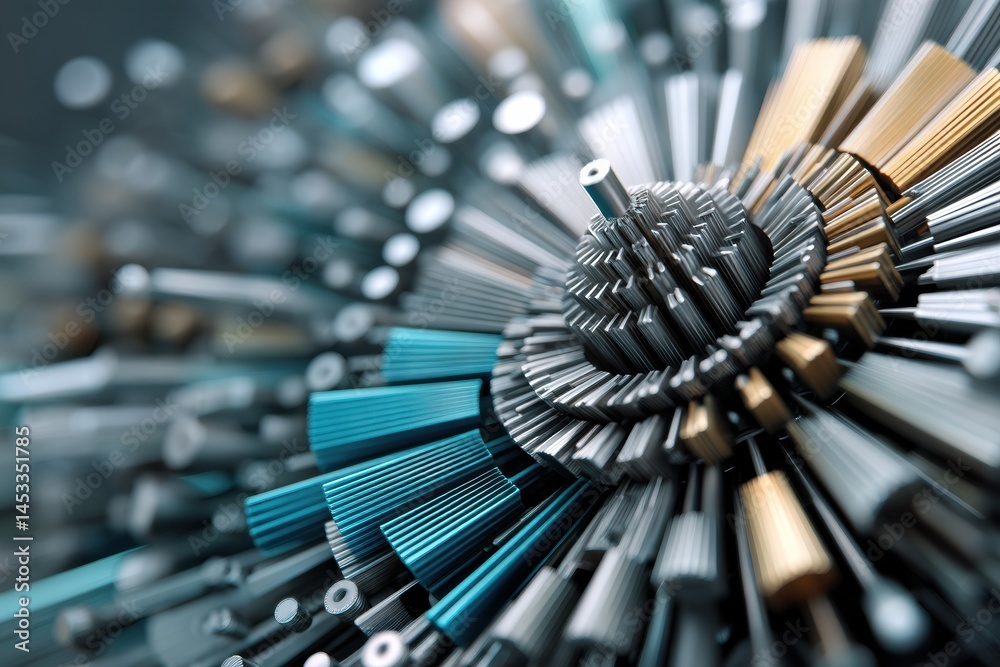 Fototapete radial arrangement of implant components showcases intricate design and engineering for advanced med