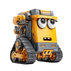 Adorable Yellow Construction Robot with Big Eyes - 3D Render