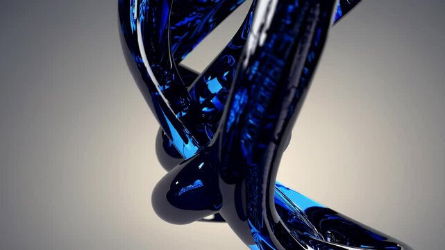 4K animation showing luxurious double lix DNA made glass ribbons rotating gently deep blue background elegant lighting effects