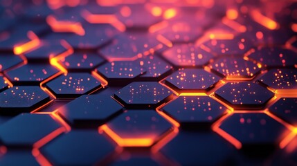Abstract glowing hexagon grid