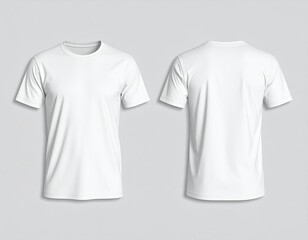 Realistic White T-Shirt Mockup Front and Back View – Blank Apparel Template on Gray Background for Fashion Design, Branding, Clothing Prints, and Product Display