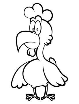 Broilers Chicken cartoon characters with flat expression. Best for outline, logo, and coloring book with farm themes for kids