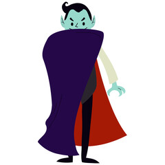 Cute Halloween Vampire Character. Vector Illustration in Cartoon Style.