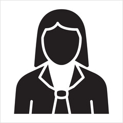 Obraz premium Business woman icon. Corporate female member profile avatar. Icon symbol suitable for employee, worker, account, office owner. Vector illustration
