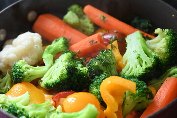 vegetable stew in a frying pan