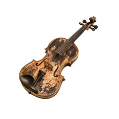 Obraz premium Antique Violin with Distressed Finish, Worn Wooden Violin, Vintage Fiddle