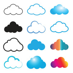 Set of various cloud icons