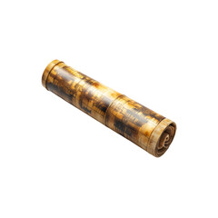 Antique Rolled Ivory Document with Intricate Cityscape Illustrations