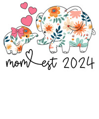 Elephant Mama Est 2024 Mother's Day Matching