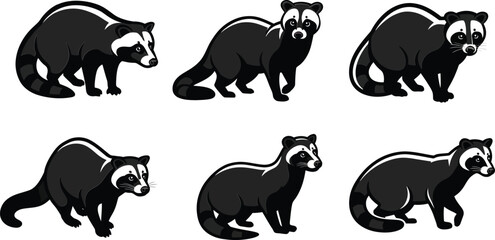 Naklejka premium Badger animal vector collection with different poses and black white color design for wildlife illustration 
