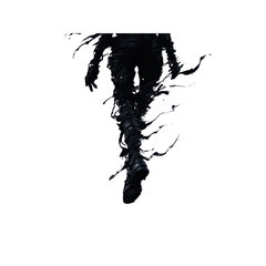 Obraz premium Abstract Dark Figure in Motion Swirling Silhouette