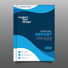 modern annual report cover book business geometric flyer wavy design