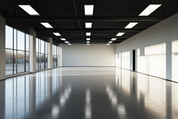 Fototapeta premium Embrace the space, A Modern Warehouse Interior with Natural Illumination