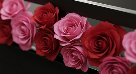 Obraz premium Crimson & Blush: A Rose's Embrace AI Generated