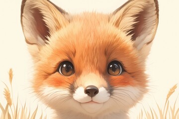 Fototapeta premium Close-up of an adorable orange fox with brown eyes gazing at the viewer