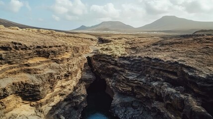 Obraz premium Dramatic Lanzarote coastline with rocky volcanic formations. Seascape
