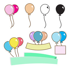 Set of various balloon icons with labels