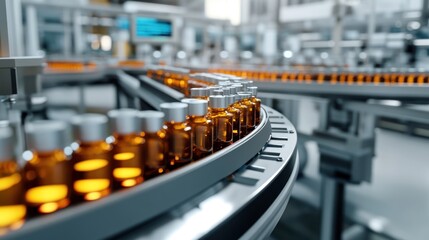Pharmaceutical Manufacturing: Automated Vial Filling Process in a Modern Facility