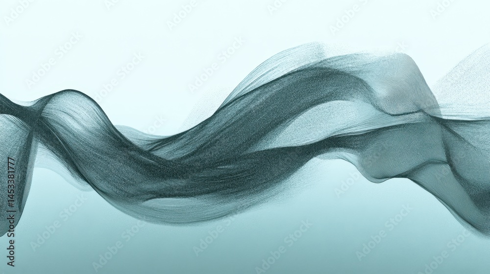 Poster abstract teal wave with flowing lines and subtle texture for modern background use cases