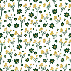 Floral seamless pattern ,flower branches seamless pattern , vector , illustration ,flowers pattern design Seamless flower pattern with colorful little flowers. Simple flat bright flowers background