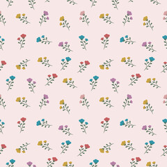 Floral seamless pattern ,flower branches seamless pattern , vector , illustration ,flowers pattern design Seamless flower pattern with colorful little flowers. Simple flat bright flowers background