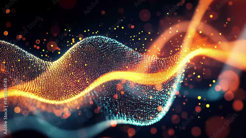 Poster digital representation of dna strands integrated with data processing on a black background, dna str