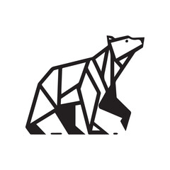 Origami Bear Logo – Modern Black and White Geometric Animal Design