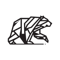 Origami Bear Logo – Modern Black and White Geometric Animal Design