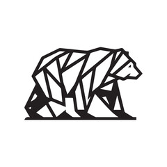 Origami Bear Logo – Modern Black and White Geometric Animal Design