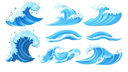 Ocean Waves Collection Illustrations