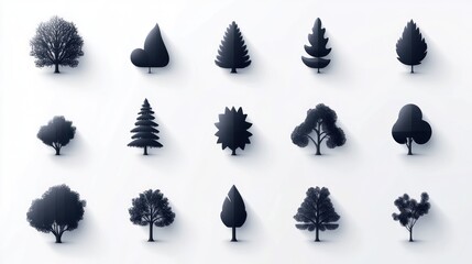 Tree silhouettes collection, various shapes
