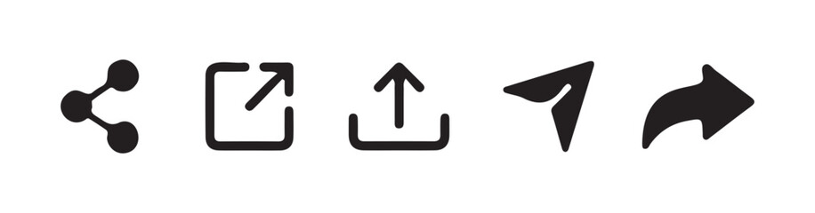 Black Share Link Button for Social Media Line and Silhouette Icon. Arrows Symbol Share Link for Web Site Outline Icon. Vector Illustration eps 10