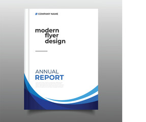 Modern business blue annual report cover template flyer wavy design decoration