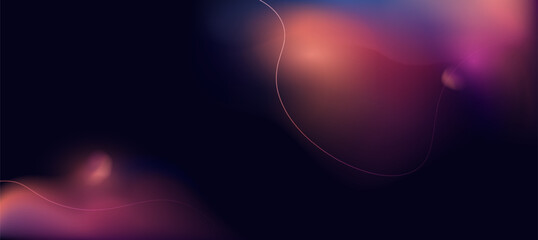 Abstract liquid coloful gradient on dark background with orange purple curve. Landing Page
