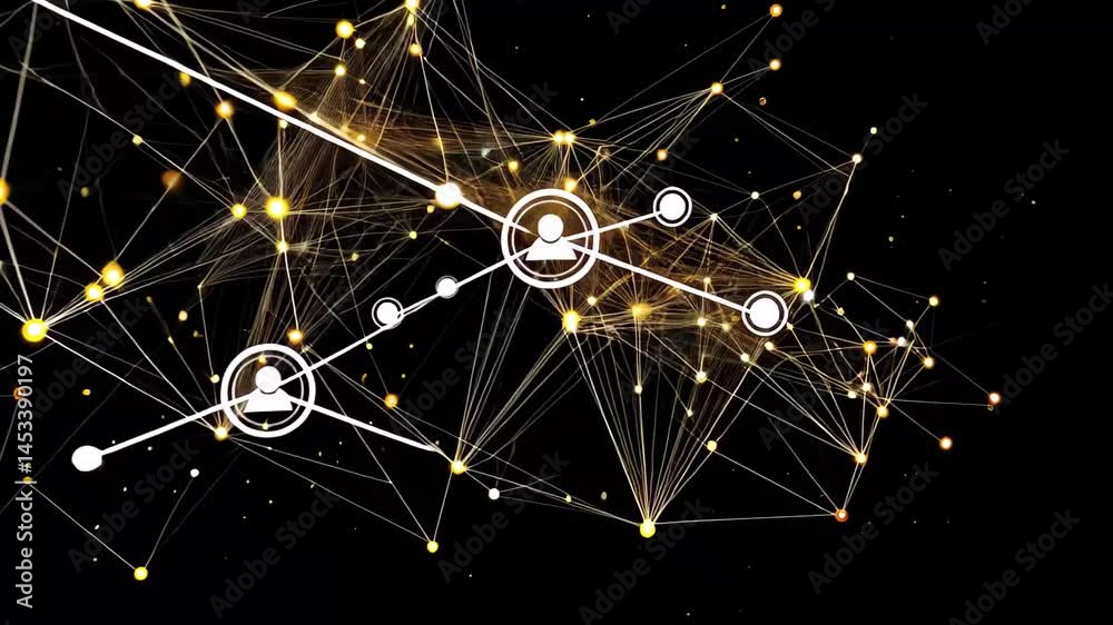Aufkleber network of connections illuminated over a dark background representing complex data relationships, n