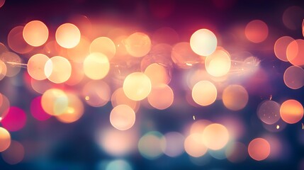 Abstract Festive Background Warm toned Bokeh Lights Blurred City Night Sparkling Illumination