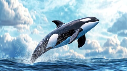 Fototapeta premium Orca Leaping Through the Waves