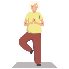 Elderly Activities Cartoon Character. Vector Illustration.