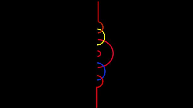 Glowing neon line Meatballs on wooden stick icon isolated on black background. Skewer with meat. 4K Video motion graphic animation Vector  string of red lanterns swinging motion, loop motion, alpha 