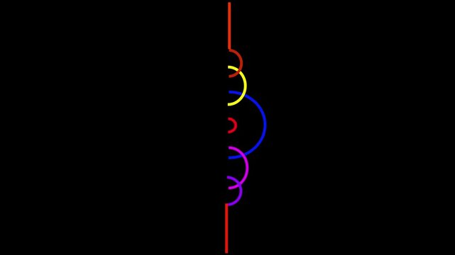 Glowing neon line Meatballs on wooden stick icon isolated on black background. Skewer with meat. 4K Video motion graphic animation Vector  string of red lanterns swinging motion, loop motion, alpha 