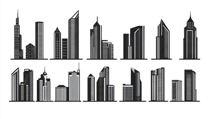 Fototapeta premium Cityscape skyline, modern buildings, urban architecture, illustration, design