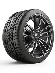 Obraz premium High-performance tire with sleek design on a modern alloy wheel, showcasing tread pattern