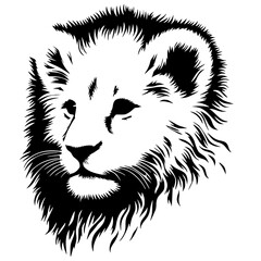 Lion cub portrait silhouette