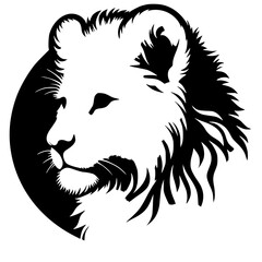 Lion cub portrait silhouette