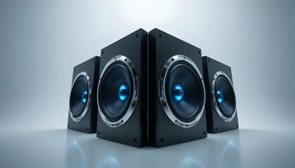 High-Quality Studio Speakers Powerful Audio System with Illuminated Woofers - 3D Render